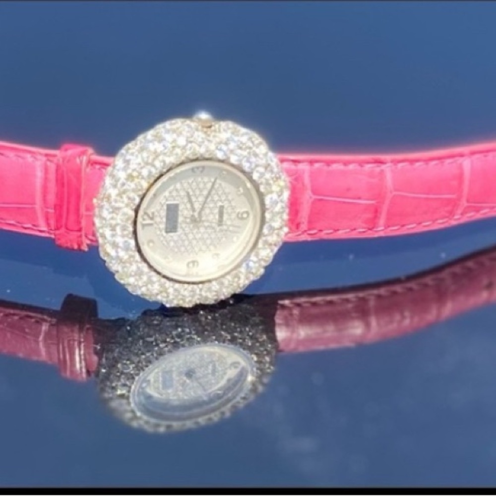 Elegant Pink Watch with Crystal Bezel